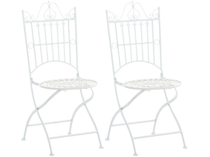 Set of 2 Garden Chairs - Metal / Metal - White - Chezlova ERQU02983