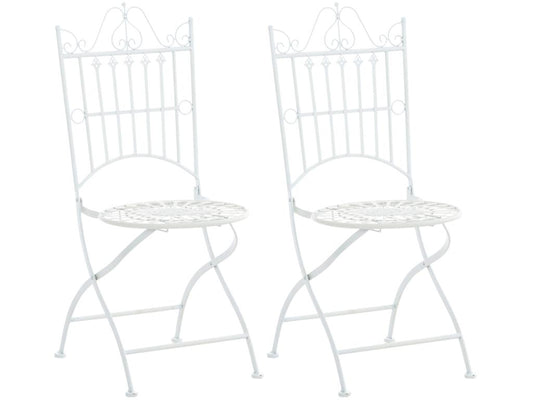 Set of 2 Garden Chairs - Metal / Metal - White - Chezlova ERQU02983