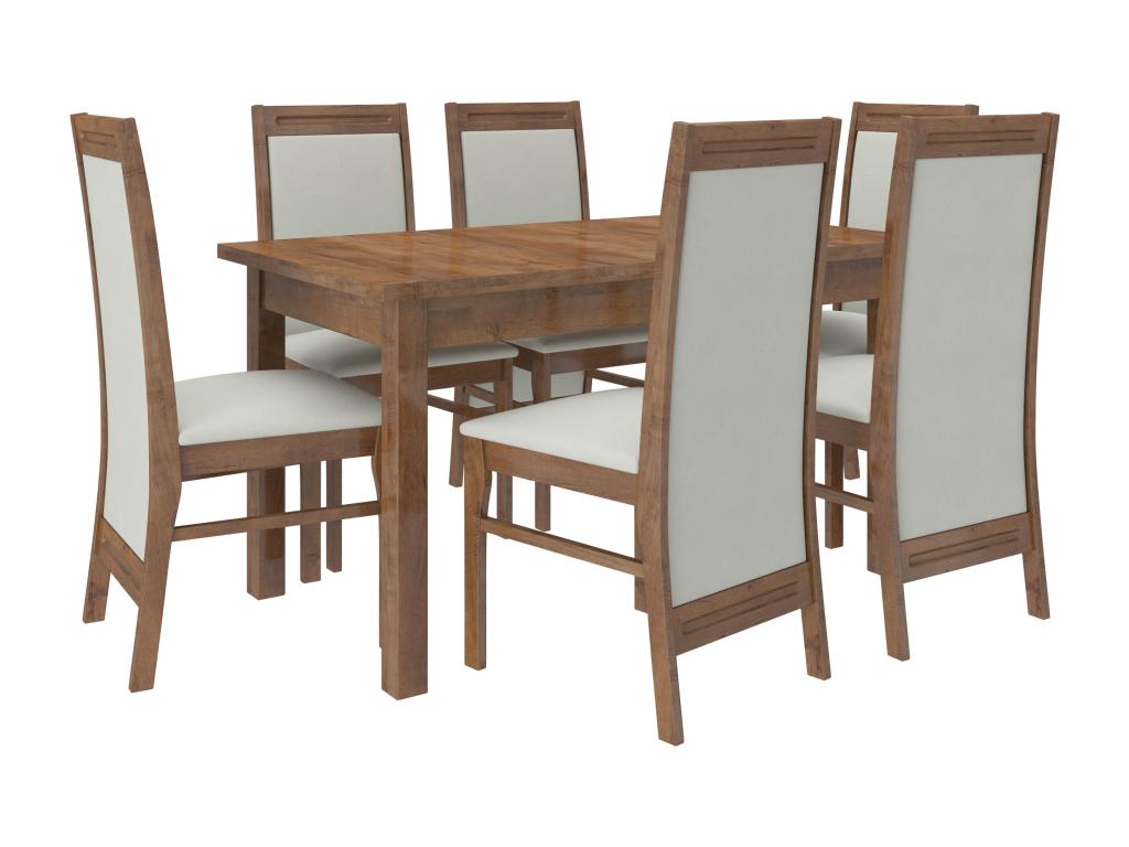 Brown wooden chair and Chezlova-Tissu fabric 27133 CQPM36524