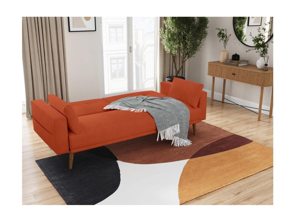Artigeo Scandinavian convertible 3-seater sofa in corduroy velvet - Artigeo - W205 x D85 x H87cm - Artigeo PXJZ71488