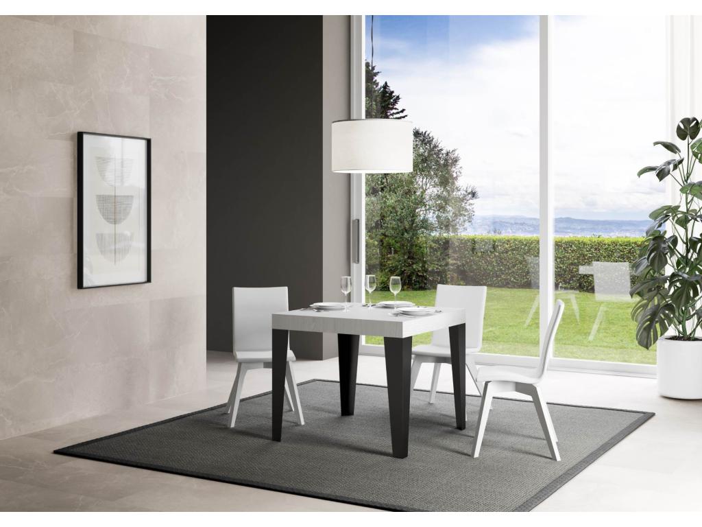 Extendable table 90x90/246 cm Flame Premium White Ash with Anthracite frame BDLA65432