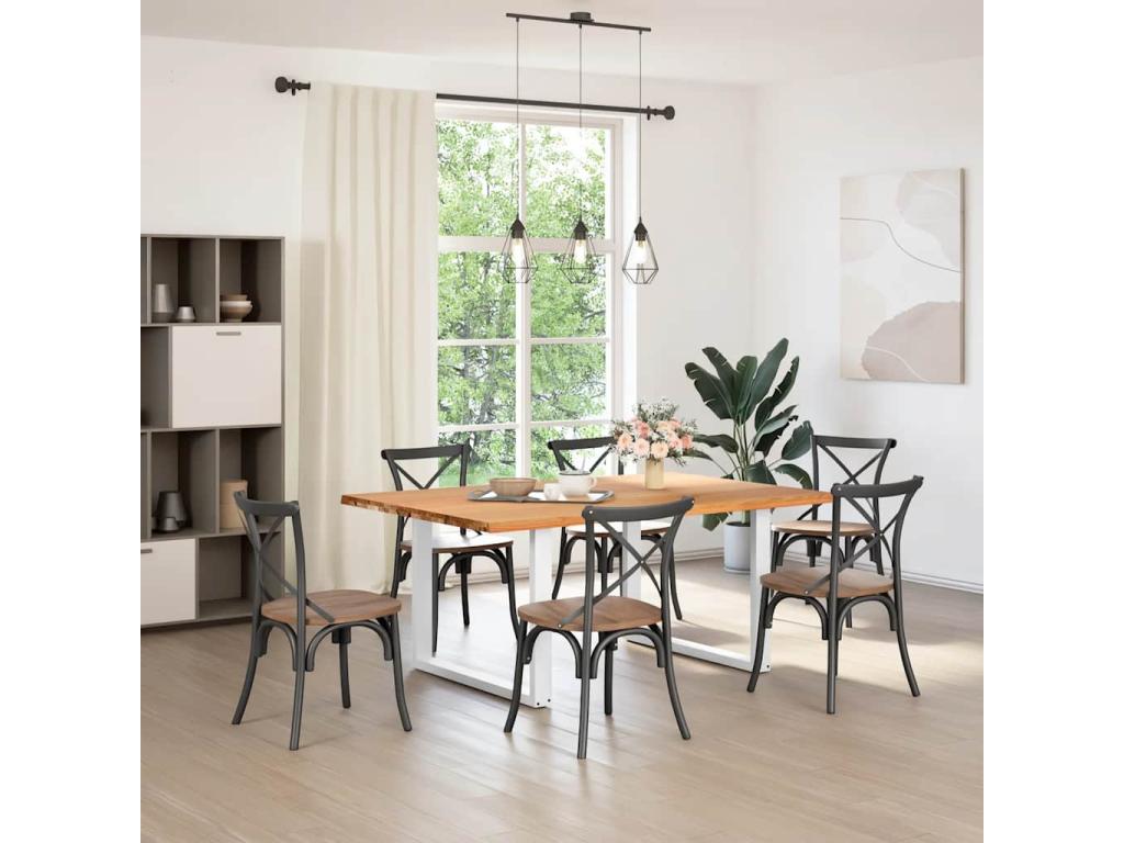 Light brown rectangular solid oak dining table HMIL79747