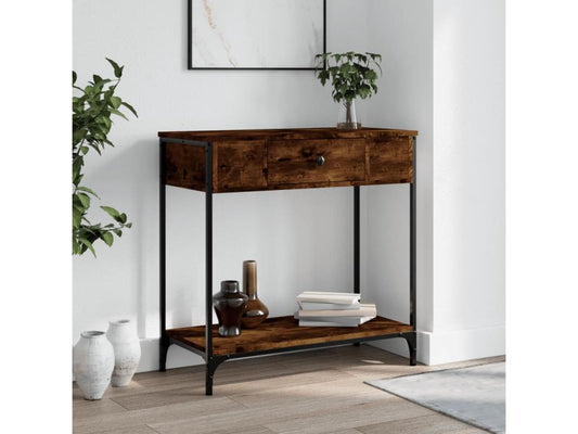 Smoked oak console table 75x34.5x75 cm engineered wood ZAJH65834