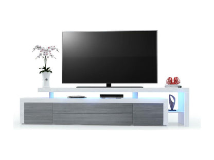 White Lacquered TV Stand and Chezlova Anthracite Matte LED Lighting WxHxD 227x52x35 BXMQ14409