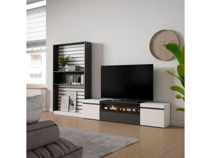 TV Unit Set 310x186x35cm For TVs up to 80" Electric Fireplace White and Black RWWK43060
