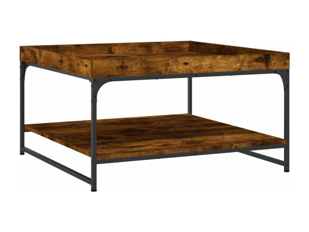 Smoked oak coffee table 80x80x45 cm engineered wood and iron YPWU06518