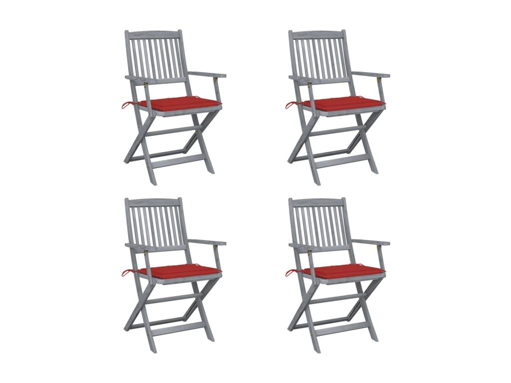 Artigeo 3 TYQW60041 Outdoor Folding Chairs, Set of 4 with Cushions, Wooden
