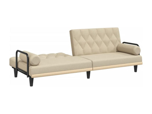 Sofa bed with armrests, cream fabric QFWX51247
