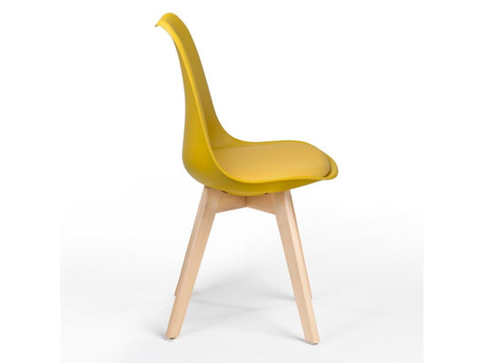 Artigeo Nordic style chair - Faux leather seat and light wood legs - Yellow color Artigeo WHRW15790