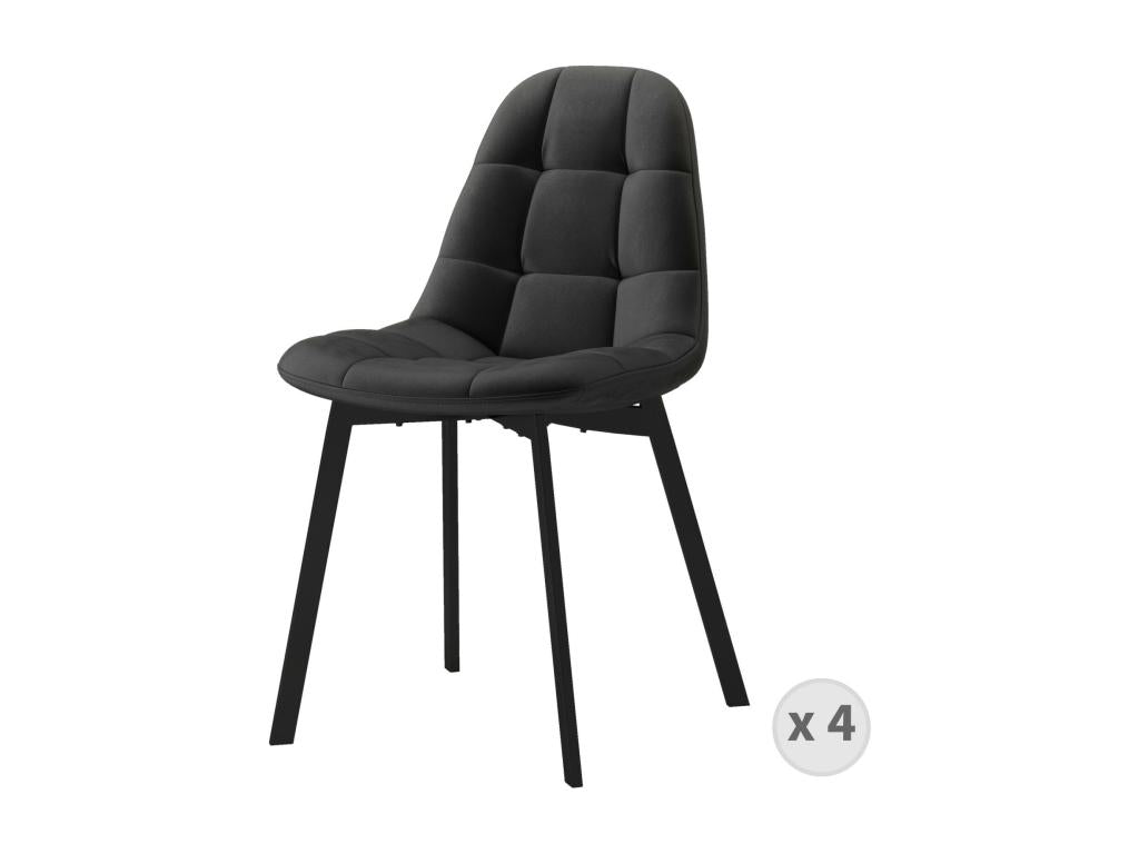 Chezlova - Black velvet and black metal chair x4 WZNF59998