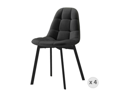 Chezlova - Black velvet and black metal chair x4 WZNF59998
