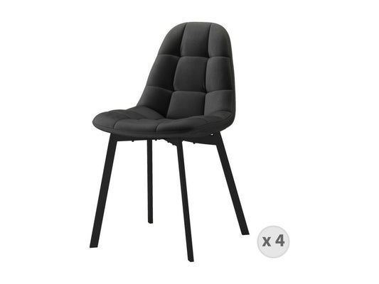 Chezlova - Black velvet and black metal chair x4 WZNF59998