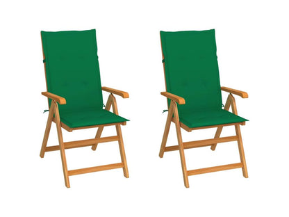 2-piece garden chairs with green cushions, solid teak wood, 7 HNTD37868