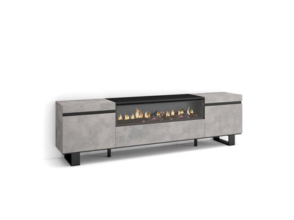 TV Stand/Bench 200x57x35cm For TVs up to 80" Electric Fireplace Industrial Design Cement JFPP01125