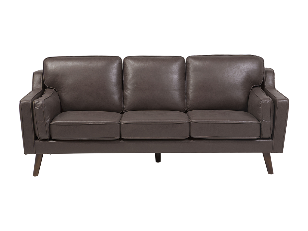 Artigeo Brown PU Leather 3-Seater Sofa JRIQ77718