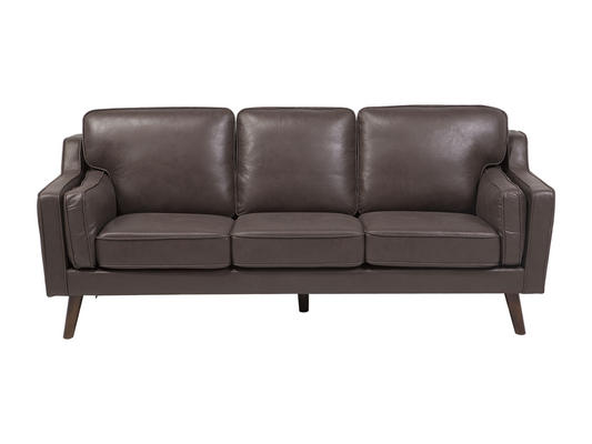 Artigeo Brown PU Leather 3-Seater Sofa JRIQ77718