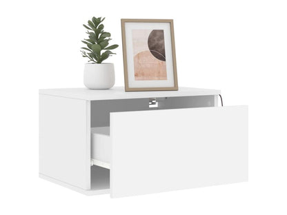 Wall-mounted bedside tables with Chezlovaères LED lights, 2 pcs, white, IDNB01588